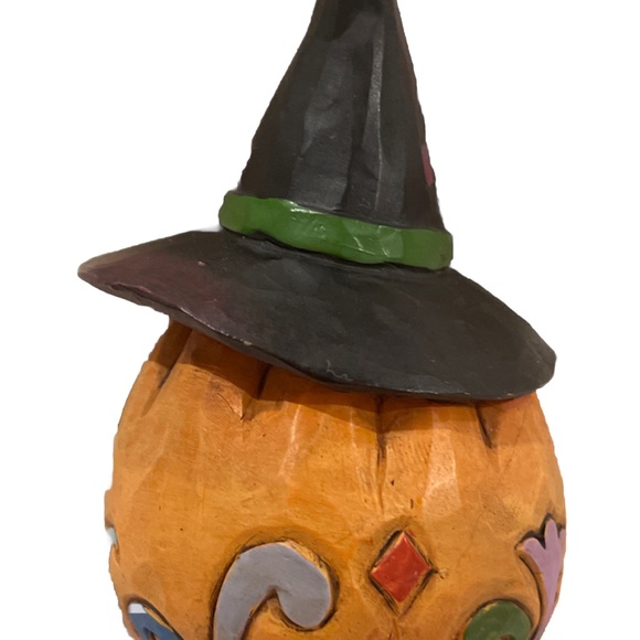 Jim Shore Mini Pumpkin Witch Hat Figurine 4024652 Jack o Lantern Halloween 2011 - Picture 2 of 6